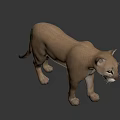 Standing Puma 3D Render With Light Brown Fur On Dark Background 3d model