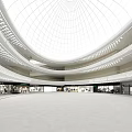 Modern Shopping Mall Stores Featuring Domed Glass Roof Multi Level Open Space Bright Lighting Design