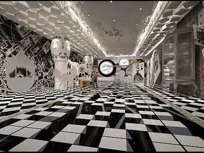 Modern Exhibition Hall Black and White Theme Alice Exhibition Hall 3d model