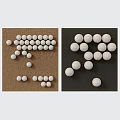 White Round Beads Wall Decor Arranged on Brown and Dark Backgrounds 3d model