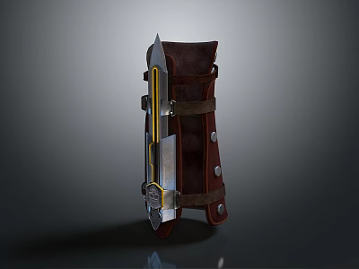 Vintage Hanger With Leather Straps And Metal Decorative Structure 3d model