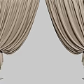Beige Velvet Curtains With Elegant Drapery Design And Black Tiebacks For Home Windows