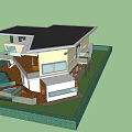 Modern Single Family Villa With Glass Railings Wooden Elements And Open Terrace