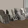 Modern Massage Chairs In Various Styles Displayed With Wooden Floor And Light Wall Interior