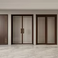 Various Modern Sliding Doors with Wooden Frames and Glass Panel Designs 3d model