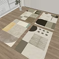 Elegant Modern Square Rugs With Neutral Geometric Patterns On Wooden Floor