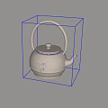Elegant Silver Teapot With Handle And Engraved Patterns On Gray Background