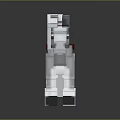 Pixelated White Horse With Red Saddle And Bridle In Digital Art Style