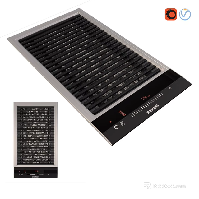 Solis Electric Cooktop With Black Heating Elements Digital Control Panel And Stainless Steel Frame 3d model 