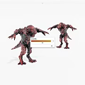 Two Red Monster Like Game Movie Characters With Sharp Claws And Prominent Bone Structures 3d model