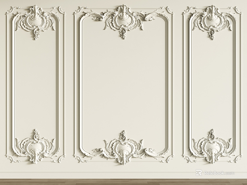 Carved Ornate Wall Panels With Intricate Decorative Patterns And Elegant Design 3d model 