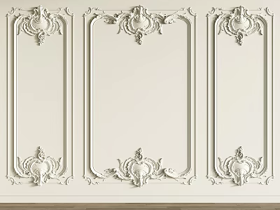 European-style carved wall panel 3d model