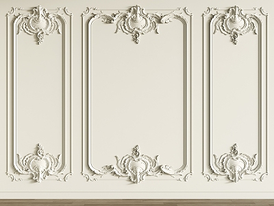 European-style carved wall panel 3d model