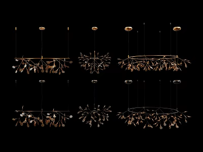 Elegant Modern Chandeliers with Crystal Accents and Metal Frames in Various Designs 3d model