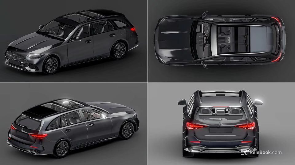 Dark Gray Modern Wagon Car With Sleek Body Design And Multiple Angles View 3d model 
