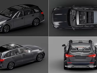 Dark Gray Modern Wagon Car With Sleek Body Design And Multiple Angles View 3d model