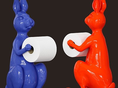 Modern hare rabbit toilet paper holder model