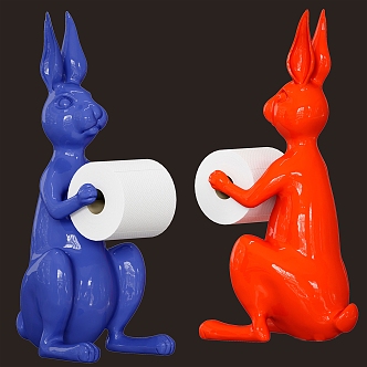 Modern hare rabbit toilet paper holder 3d model