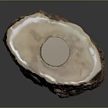 Natural Wood Stone Decorative Block With Circular Center And Rustic Texture
