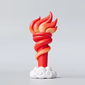 Inflatable Torch with Flame Design Red and Orange Gradient White Cloud Base Decoration 3d model