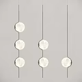 Stylish Circular Hanging Chandeliers With Modern Minimalist Design On Ceiling 3d model