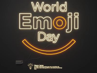 Neon Lighting Combination with Emoji Themed Design Smiley Arc and Text Elements 3d model