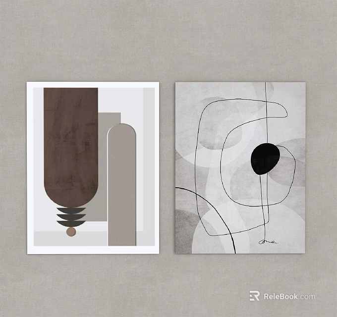 Abstract Wall Art With Geometric Shapes And Neutral Tones For Modern Decor 3d model