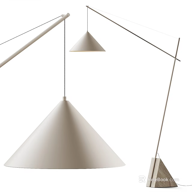 Modern Minimalist Floor Lamp With Cone Shade 3d model 