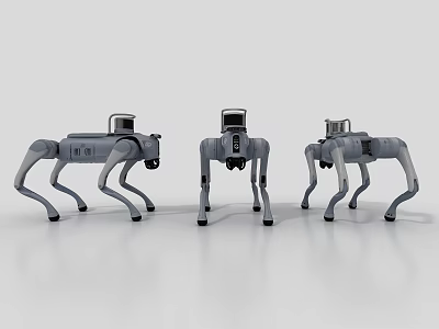 Intelligent Quadruped Robots With Gray Bodies Camera Systems And Mechanical Structures 3d model