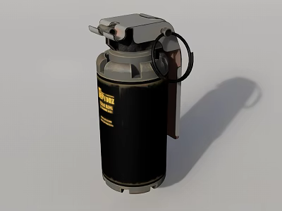 Fragmentation Grenade Military Weapon With Black And Silver Body Pull Ring And Yellow Label 3d model