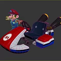 Mario Themed Red White Blue Go Kart With Steering Wheel M Logo Black Exhausts