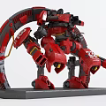 Smart Machine Red Mechanical Robot With Ring Structure Multi Jointed Arms And Weaponry 3d model