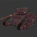 Futuristic Purple Metallic Tank 3D Rendered Military Vehicle with Turret and Tracks