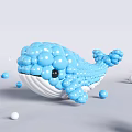 Inflatable Blue Whale Figure Made of Spherical Balls with Surrounding Small Spheres