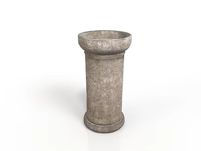 Rustic Stone Pedestal Washbasin Design With Classic Texture And Smooth Basin 3d model