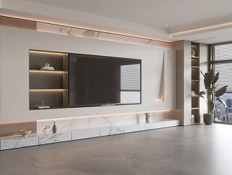 Modern Minimalist Living Room Light Luxury TV Background Wall Full Wall TV Cabinet 3d model