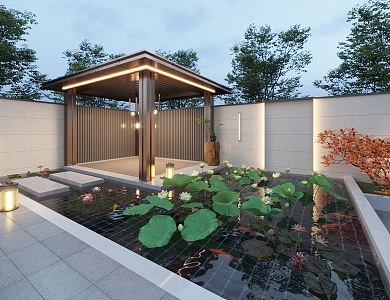 Lotus landscape gallery pavilion pool 3d model