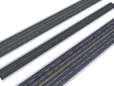 Municipal Road With Multiple Lanes Yellow Traffic Lines And Asphalt Pavement 3d model