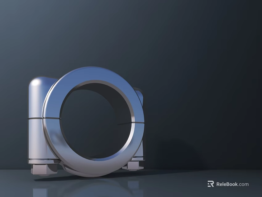 Modern Silver Metal Door Arch With Sleek Circular Design And Reflective Surface Against Dark Background 3d model 
