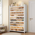 Modern White Multi Layer Shoe Cabinet With Transparent Doors For Tidy Home Entryway Shoe Storage