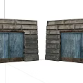 Double Vintage Entrance Gate With Stone Frame And Corrugated Metal Doors