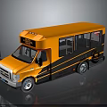 Bright Orange Parking Lot Shuttle Bus With Free Service And Black Details