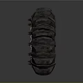 Off road Vehicle Tire With Rusty Rim And Heavy Duty Chain For Rugged Terrain