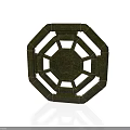 Octagonal Green Scene Component With Textured Surface And Circular Center Design