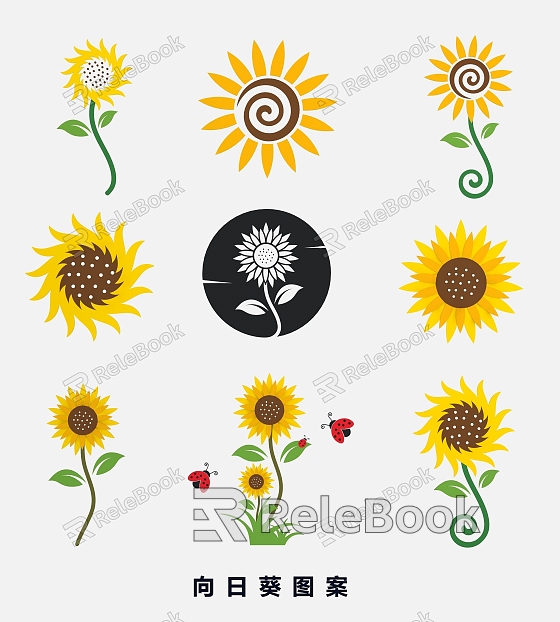 Sunflower Sunflower Flower Pattern Icon Flower Cute Cartoon Hand Painted Sunflower Illustration model