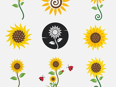 Sunflower Flower Pattern Icon Flower Cute Cartoon Hand Painted Sunflower Illustration model