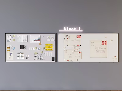Minotti Design Project Display With Charts Drawings And Documentation Elements 3d model