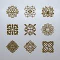 Chinese-style window grilles silhouette pane window sill border openwork window 3d model