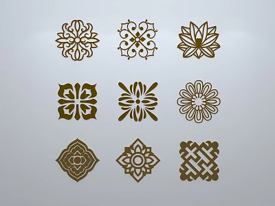 Carved Lattice Window Traditional Decorative Patterns With Various Ornamental Designs 3d model