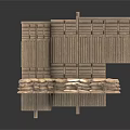 Rustic Wooden Corner Structure Featuring Panel Walls And Cozy Seating Design 3d model